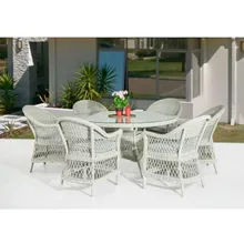 Aiamööbli komplekt laud+ 6 tooli Barraro naturaalne
