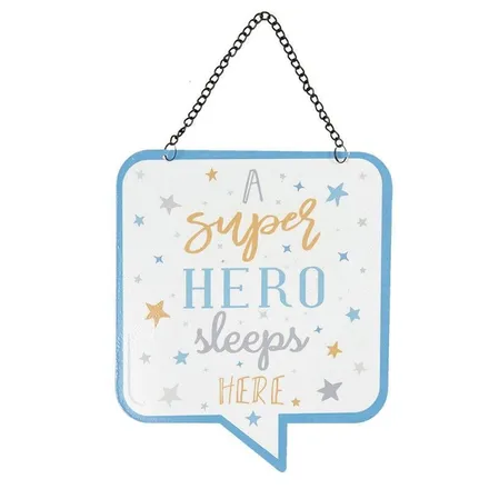 Sõnumisilt "Superhero sleeps here" 18x21