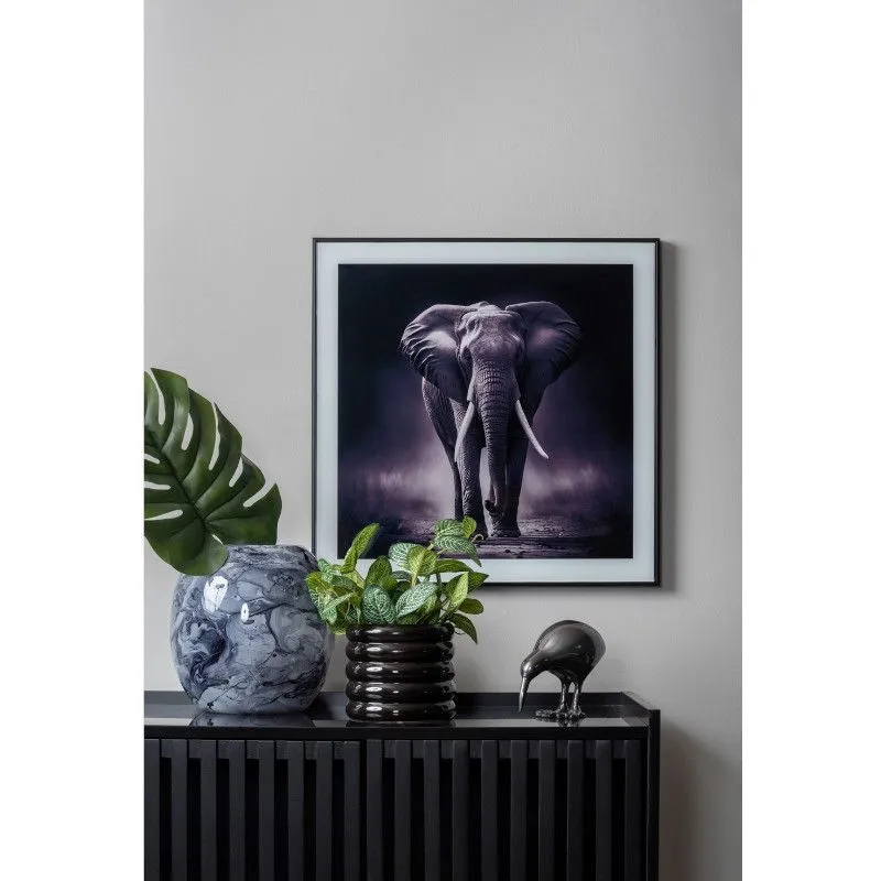 Seinapilt Elephant 50x50 must/valge